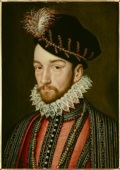 IX. Károly (1550 - 1574) portréja. Francois Clouet (1515-1572) festménye alkotó: Francois (after) Clouet
