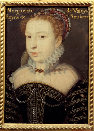 Marguerite de Valois (1553-1615) portréja vagy Francois Clouet Margot királynő festménye (kb. 1515-1572) 16. század V. 0,24 X 0,31 m Chantilly, Musee Conde alkotó: Francois (after) Clouet