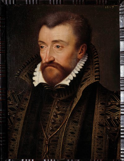 Antoine de Bourbon, Vendome hercege (1518-1562), IV. Henrik király apja portréja Francois Clouet iskolájának festménye (1515-1572) 1560 V. 0,31x0,23 m Pau, kastélymúzeum - Antoine de Bourbon, Vendome hercegének (1518-1562), atyja portréja alkotó: Francois (school of) Clouet