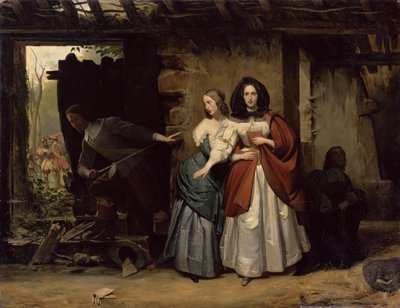 Henrietta-Maria francia, angol királynő repülése 1638-ban, 1835-ben alkotó: Francois Augustin Desmoulins