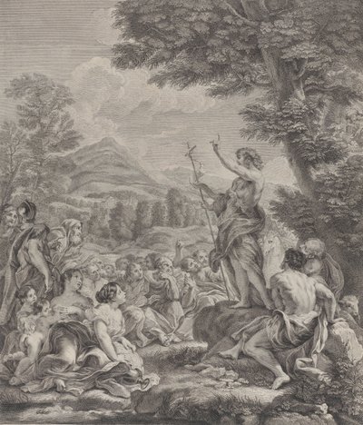 Keresztelő Szent János prédikál a tömegnek, kb. 1729. alkotó: Francois Bernard Lepicie