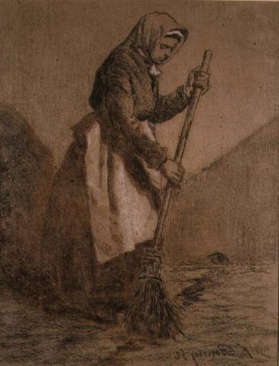 Nő söprés alkotó: François Bonvin