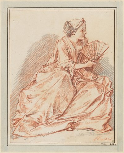 Egy legyezőt tartó fiatal hölgy alkotó: François Boucher
