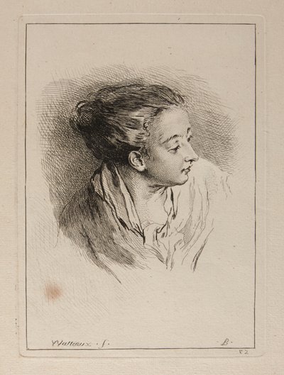 Hátrafogott hajú nő mellszobra alkotó: François Boucher