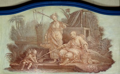 Chinoiserie: halászat jelenete Kínában. Francois Boucher (1703-1770) front de porte rajzai alkotó: François Boucher