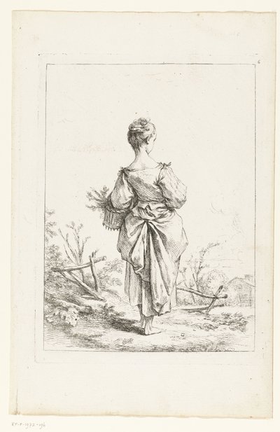 Kosárral rendelkező fiatal lány alkotó: François Boucher