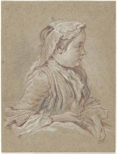 Fiatal nő csipkés sapkával alkotó: François Boucher