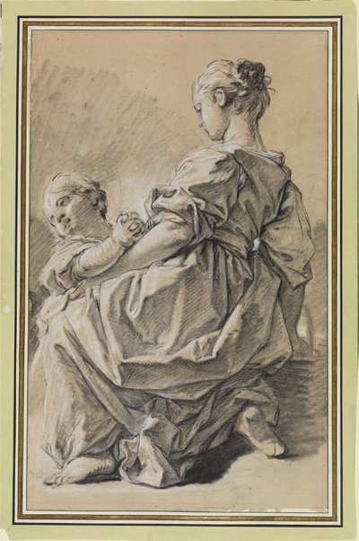 Térdelő fiatal nő gyermekkel alkotó: François Boucher