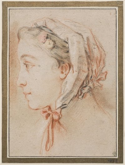 Női fej, profilból, sapkával alkotó: François Boucher