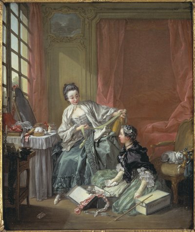 A kalapos – The Milliner, Boucher, Francois (1703-1770). olajfestmény alkotó: François Boucher
