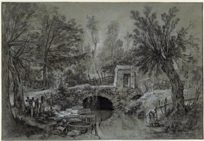 Táj patakkal és híddal alkotó: François Boucher