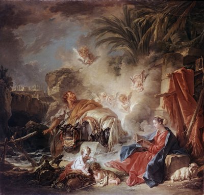 "Rest on the Flight into Egypt"" (Rest on the Flight into Egypt) Francois Boucher (1703-1770) festménye 1757 Ermitázs Múzeum, Szentpétervár alkotó: François Boucher