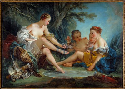 Le retour de la chasse de Diane Francois Boucher (1703-1770) festménye 1745 V. 0,94x1,31 m Párizs. Musee Cognacq Jay – Diane vadászatának visszatérése. Francois Boucher (1703-1770) festménye 1745. 0,94 x 1,31 m. Cognacq Jay Múzeum, Párizs alkotó: François Boucher