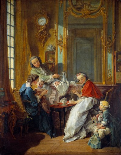 Ebédjelenet polgári belső térben. Francois Boucher (1703-1770) festménye 1739 V. 0,81x0,65 m alkotó: François Boucher