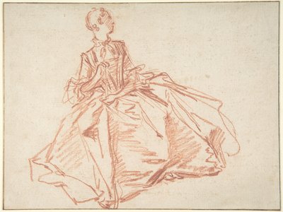 Ülő nő, kezében legyezővel alkotó: François Boucher
