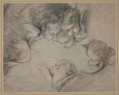 Hat angyalfej a felhők között alkotó: François Boucher