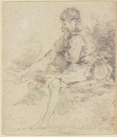 Ülő kisfiú, meztelen lábakkal alkotó: François Boucher