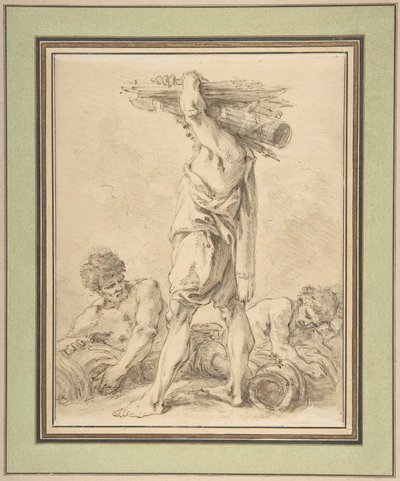 Álló férfi, kezében fasces-szel és fegyverekkel alkotó: François Boucher