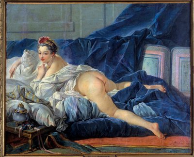 Az odaliszk fiatal nő egy kanapén ül. Francois Boucher (1703-1770) festménye 1752 Reims Musee des Beaux Arts alkotó: François Boucher