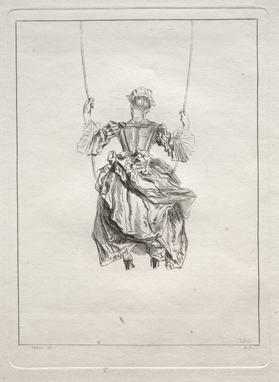 Nő a hintában, hátulról nézve alkotó: François Boucher