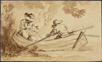 Két férfi egy evezős csónakban alkotó: François Boucher