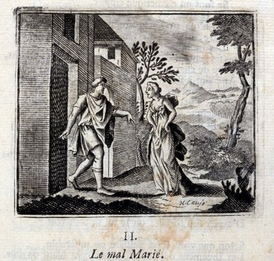 A gonosz megházasodik. Jean de La Fontaine (1621-95) meséi. Illusztráció: François Chauveau (1613-1676). 1728-as kiadás. alkotó: Francois Chauveau