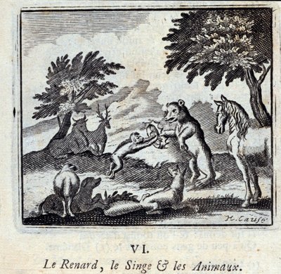 Illusztráció a „Jean de la Fontaine meséiből” (litho) alkotó: Francois Chauveau