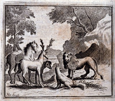 Illusztráció a „Jean de la Fontaine meséiből” (litho) alkotó: Francois Chauveau
