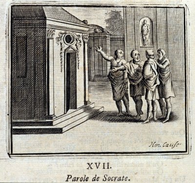 Szókratész szava. Jean de La Fontaine (1621-95) meséi. Illusztráció: François Chauveau (1613-1676). 1728-as kiadás. alkotó: Francois Chauveau
