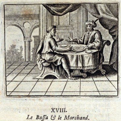 A Bassa és a Kereskedő. Jean de La Fontaine (1621-95) meséi. Illusztráció: François Chauveau (1613-1676). 1728-as kiadás. alkotó: Francois Chauveau