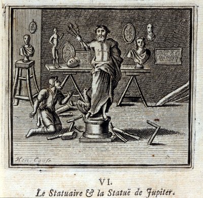 A szobor és a Jupiter szobra. Jean de La Fontaine (1621-95) meséi. Illusztráció: François Chauveau (1613-1676). 1728-as kiadás. alkotó: Francois Chauveau