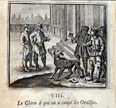 A kutyának levágtuk a fülét. Jean de La Fontaine (1621-95) meséi. Illusztráció: François Chauveau (1613-1676). 1728-as kiadás. alkotó: Francois Chauveau