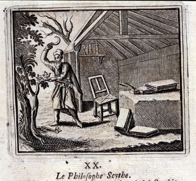 A filozófus Scythe. Jean de La Fontaine (1621-95) meséi. François Chauveau (1613-1676) illusztrációja. 1728-as kiadás. alkotó: Francois Chauveau