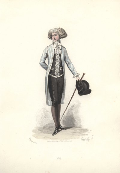 Elegáns férfi csíkos kabátban, Marie Antoinette korszaka. alkotó: Francois Claudius Compte Calix