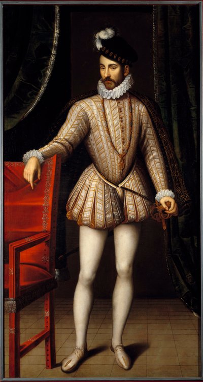 IX. Károly (1550-1574) francia király portréja lábán. Francois Clouet (1515-1572) festménye alkotó: François Clouet
