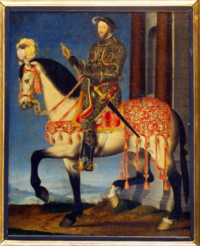 I. Francois lóháton készült portréja, François Clouet (kb. 1510 - 1572). Musee des Uffizi, Firenze – I. Ferenc lovas portréja (olaj, tábla) alkotó: François Clouet