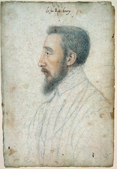 Henrik francia király (1519-1559) portréja, 1547 körül. Clouet Francois (1515-1572) vért és fekete követ rajzol. alkotó: François Clouet