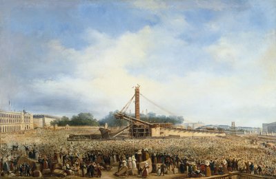 A Louqsor-obeliszk felállítása a Place de la Concorde-on, október 25. alkotó: Francois Dubois