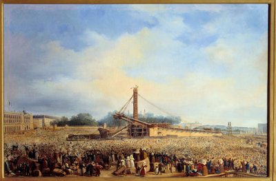 A Luxor Place de la Concorde obeliszk felállítása Párizsban (október 25. alkotó: Francois Dubois