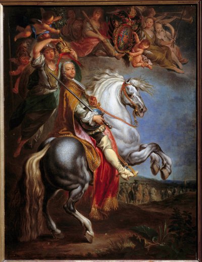 III. Ferenc (1708-1765), lotharingiai herceg, majd Germán császár és Toszkána nagyhercege, Osztrák Mária Terézia (1717-1780) hitvese, lovas portréja Francois Eisen (1695-1778) festménye alkotó: Francois Eisen