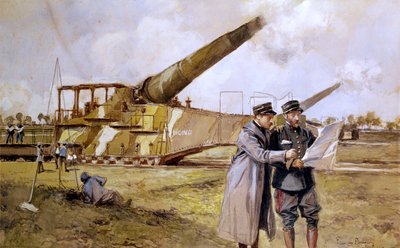 Nehéztüzérség a vasúton, 1916. október alkotó: Francois Flameng