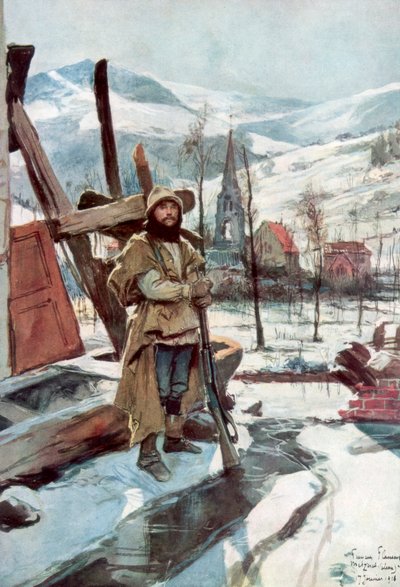 Állandó őrség Metzeral közelében, Elzászban, 1916. január, 1926. alkotó: Francois Flameng