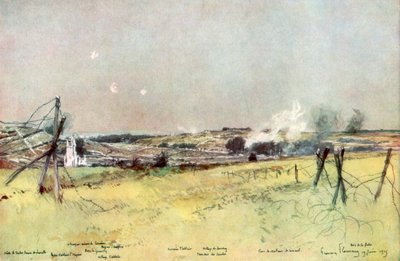 Ablain és Souchez temploma, Artois, Franciaország, 1915. június 19., 1926. alkotó: Francois Flameng