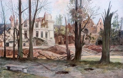 Egy ház romjai, Soupir, Első világháború, 1917. április. alkotó: Francois Flameng