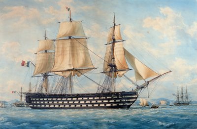 A Montebello hajó, Francois Roux (1811-1882), akvarell, Franciaország alkotó: Francois Geoffroy Roux