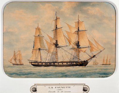 A Fauvette korvett, Francois Roux (1811-1882), akvarell, Franciaország alkotó: Francois Geoffroy Roux