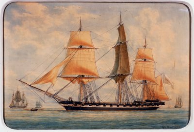 A La Favorita korvett, Francois Roux (1811-1882) akvarellje, Franciaország alkotó: Francois Geoffroy Roux