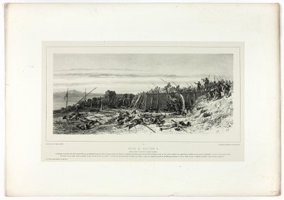 A 9. számú bástya elfoglalása, a Souvenirs of Italy: The Expedition to Rome (Olaszországi emlékek: A római expedíció) című kötetből. alkotó: Francois Hippolyte Lalaisse