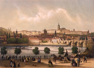Kilátás a kis negyedre és a prágai Hradcany várra, 1845 körül alkotó: Francois Joseph Sandmann