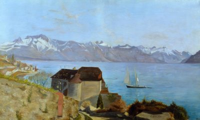 Glérolles kastély és a Genfi-tó alkotó: Francois Louis David Bocion